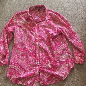 Ralph Lauren Pink Paisley Button Down Shirt Medium